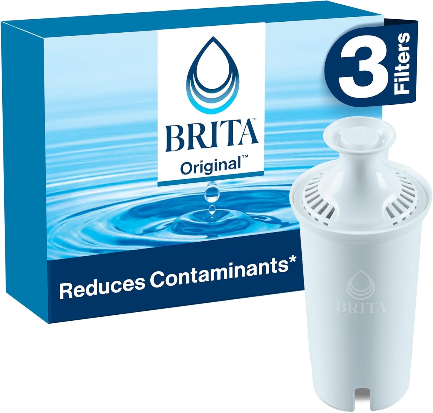 Standard Water Filter for Pitchers and Dispensers - Reduces Copper, Cadmium, and Mercury Impurities, Lasts Up to Two Months or 40 Gallons, Includes 6 Filters