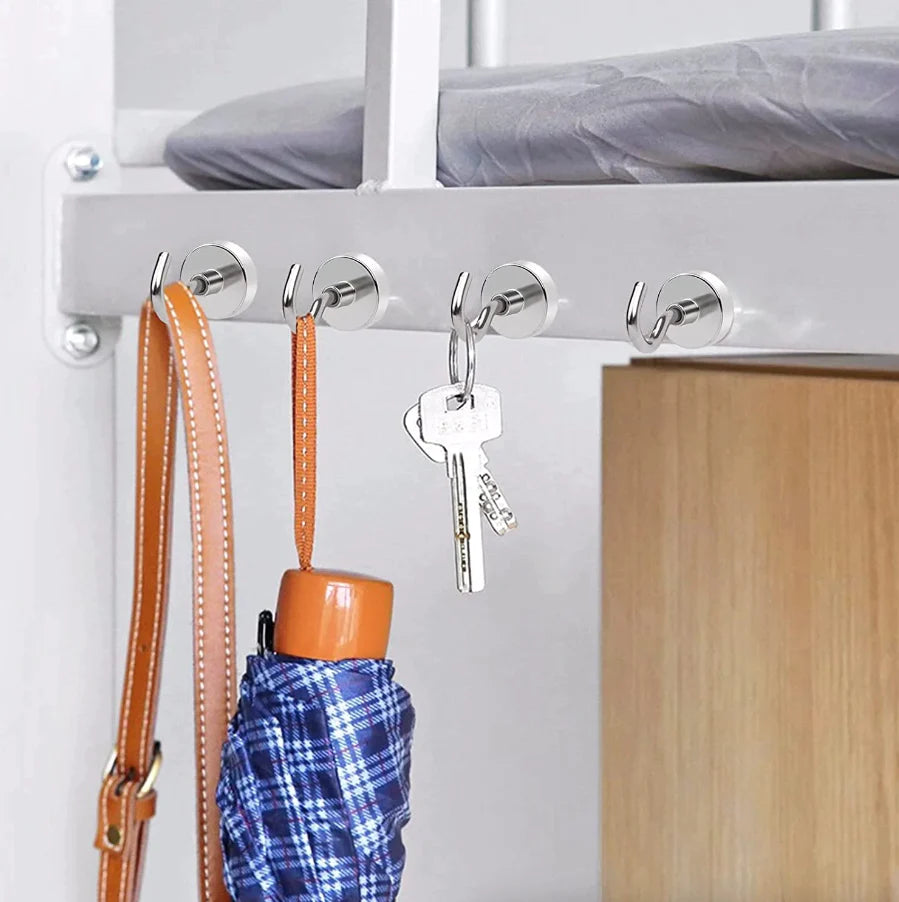 10-Pack Strong Neodymium N52 Magnetic Hook Hangers - USA Made