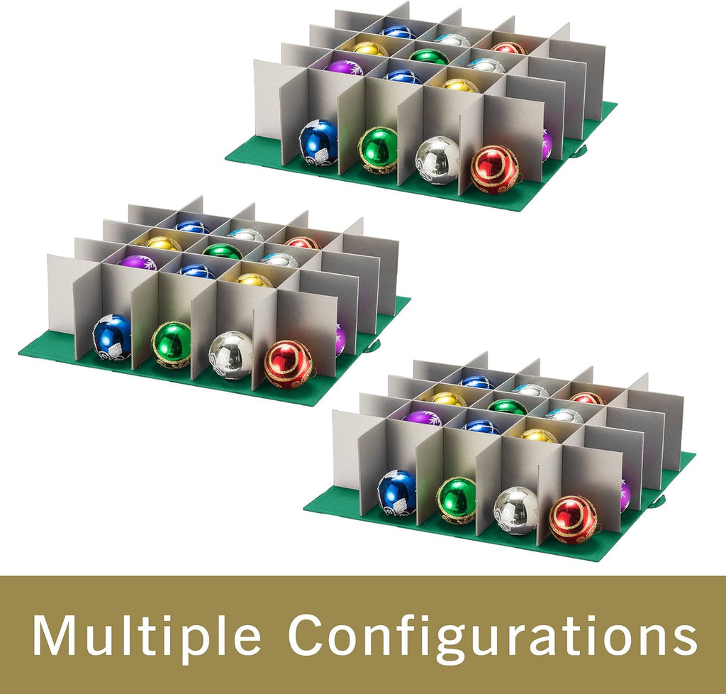 Christmas Storage Box with Zip Top - Large Capacity for Up to 75 Ornaments - Green
