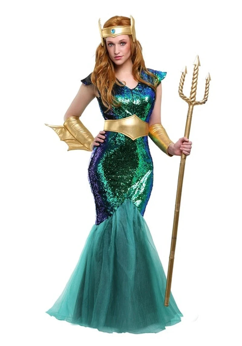 Elegant Deluxe Couples Neptune and Poseidon Sea Siren Mermaid Costume