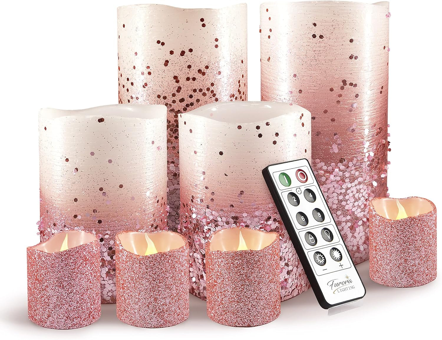 Ivory Real Wax Flameless Candle Set with Remote and Timer, Includes 4 Pillars and 4 Votives, Ideal for Home Décor, Batteries Included