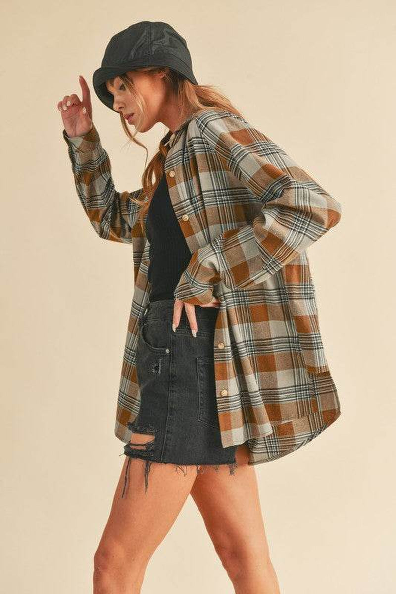 Jocia Plaid Flannel Button-Up Shirt