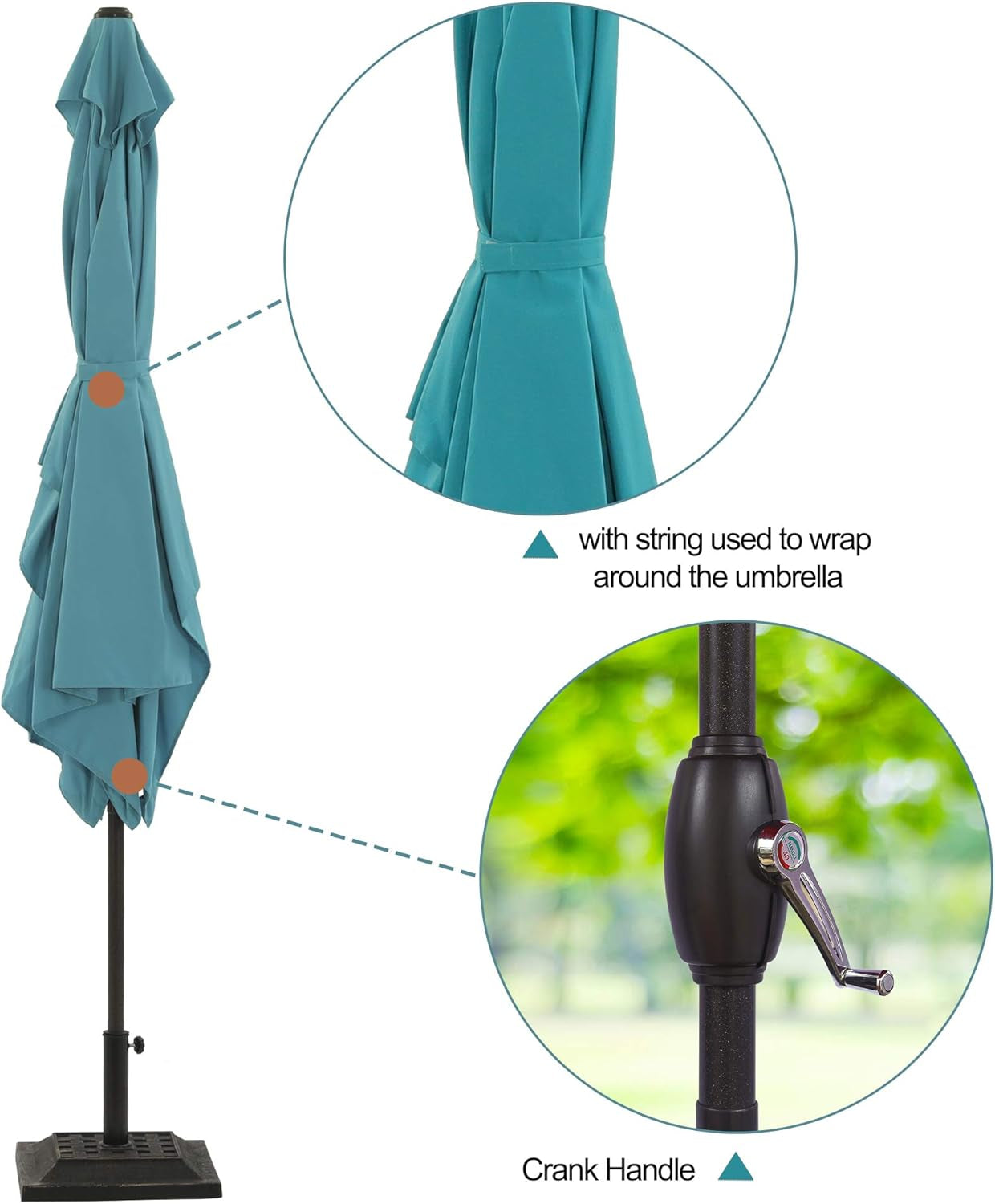 10FT x 6.5FT Outdoor Patio Umbrella with Push Button Tilt and Crank for Poolside, Market, Garden, Lawn, Backyard, Deck, and Beach Use