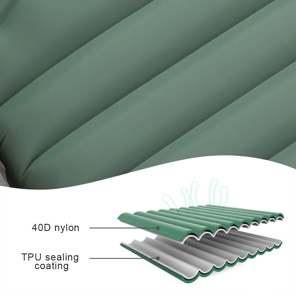 10cm Self-Inflating Ultralight Camping Sleeping Mat with Foot Pump and Pillow - Waterproof Air Mattress for Outdoor Use