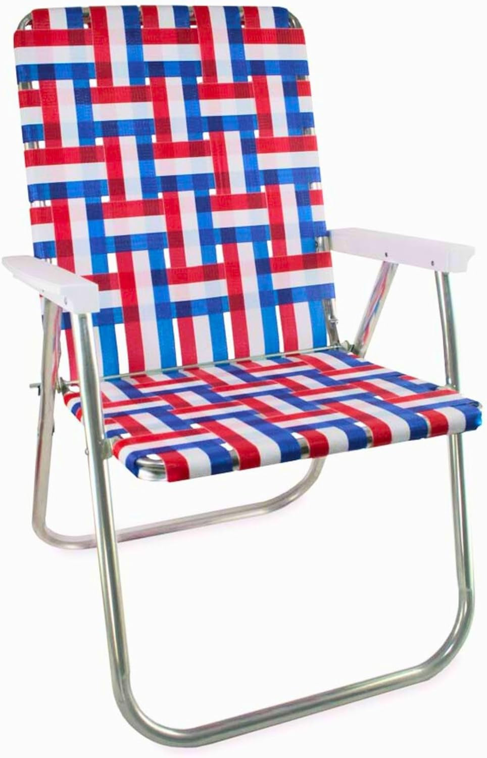 Folding Aluminum Outdoor Patio Chair | Durable Webbed Design for Camping, Sports, Beach, Yard & Tailgating | Lightweight and Portable | Classic Green/Yellow Color