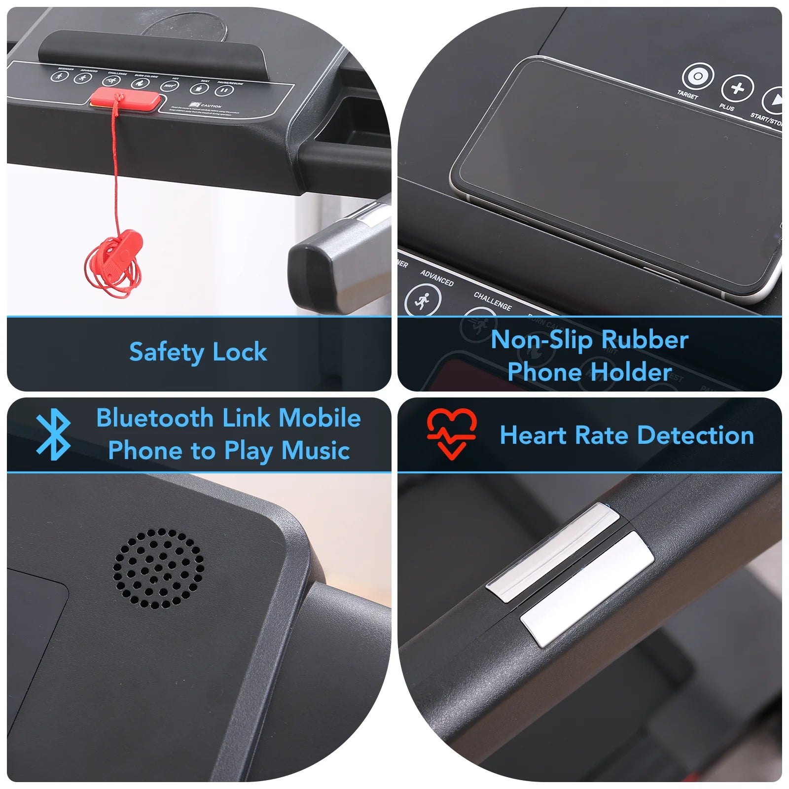 Folding Bluetooth Treadmill with Voice Control for Home Use