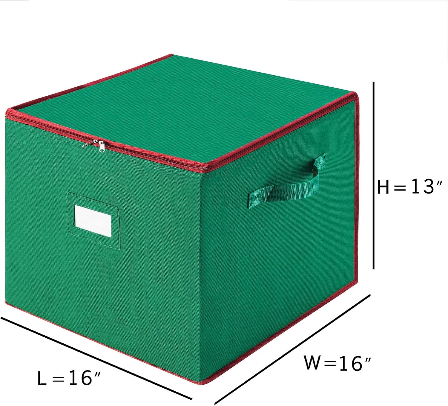 Christmas Storage Box with Zip Top - Large Capacity for Up to 75 Ornaments - Green