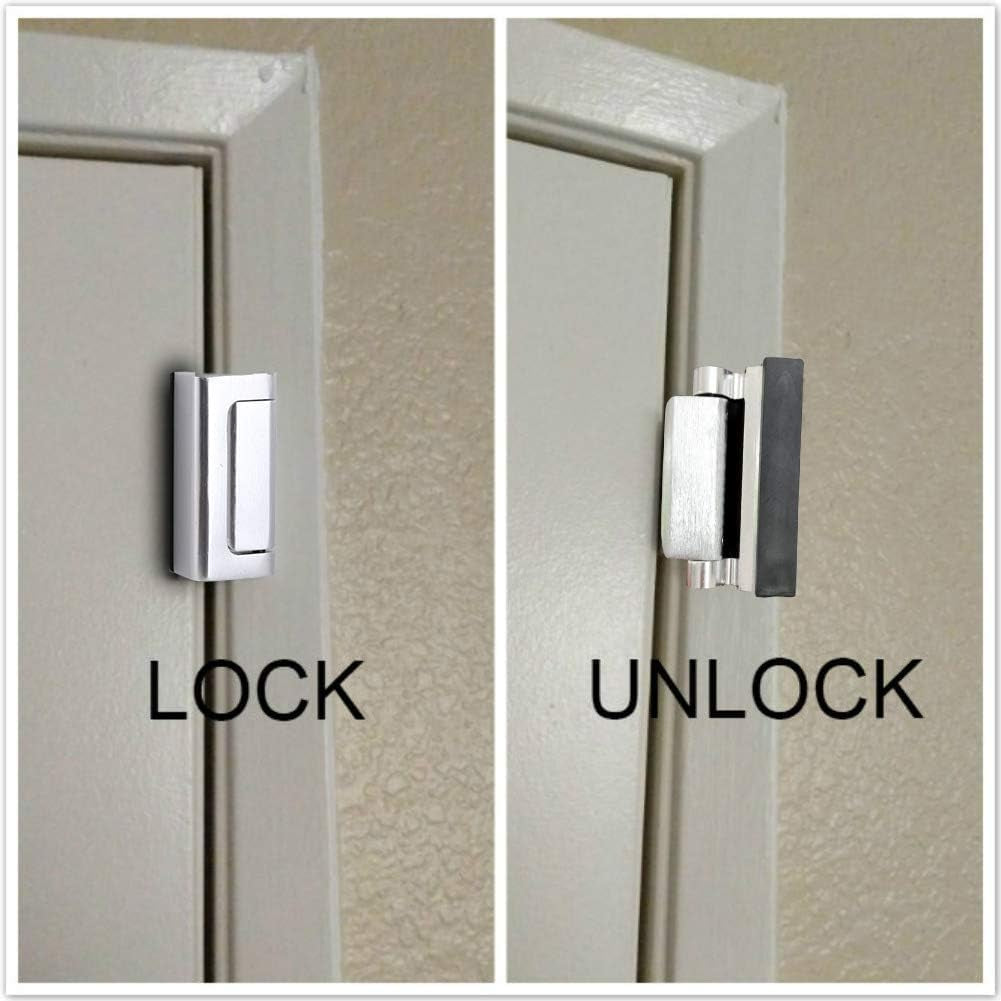 2-Pack Door Reinforcement Locks with 8 Screws, Childproof Home Security Lock, Night Lock Capable of Withstanding 800 lbs, Silver Finish
