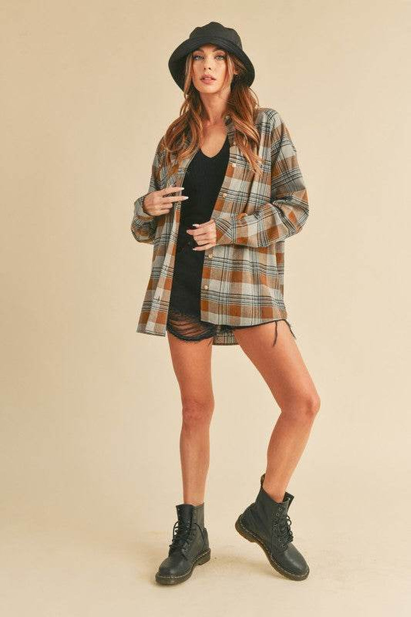 Jocia Plaid Flannel Button-Up Shirt