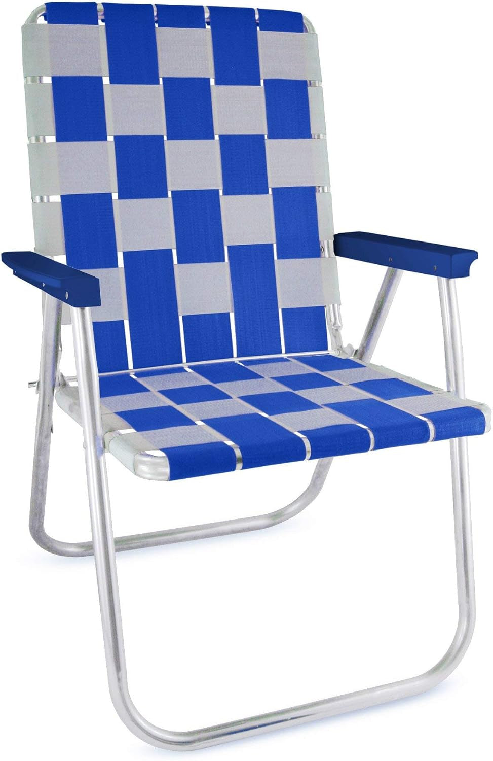 Folding Aluminum Outdoor Patio Chair | Durable Webbed Design for Camping, Sports, Beach, Yard & Tailgating | Lightweight and Portable | Classic Green/Yellow Color