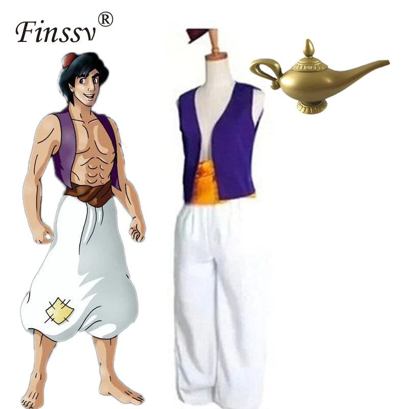 Adult Mythical Prince Aladdin Cosplay Costume Set for Stage Performances