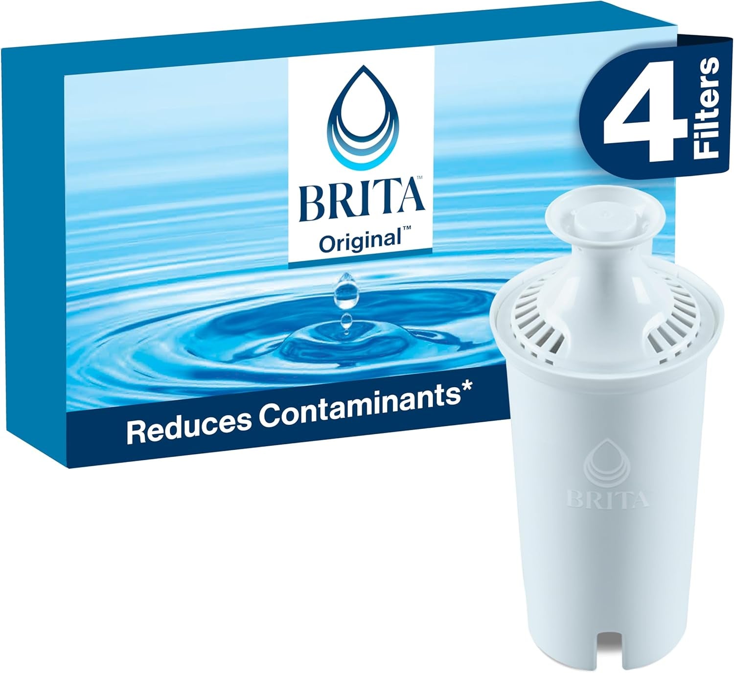 Standard Water Filter for Pitchers and Dispensers - Reduces Copper, Cadmium, and Mercury Impurities, Lasts Up to Two Months or 40 Gallons, Includes 6 Filters