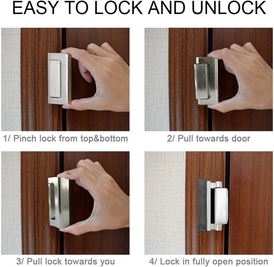 2-Pack Door Reinforcement Locks with 8 Screws, Childproof Home Security Lock, Night Lock Capable of Withstanding 800 lbs, Silver Finish