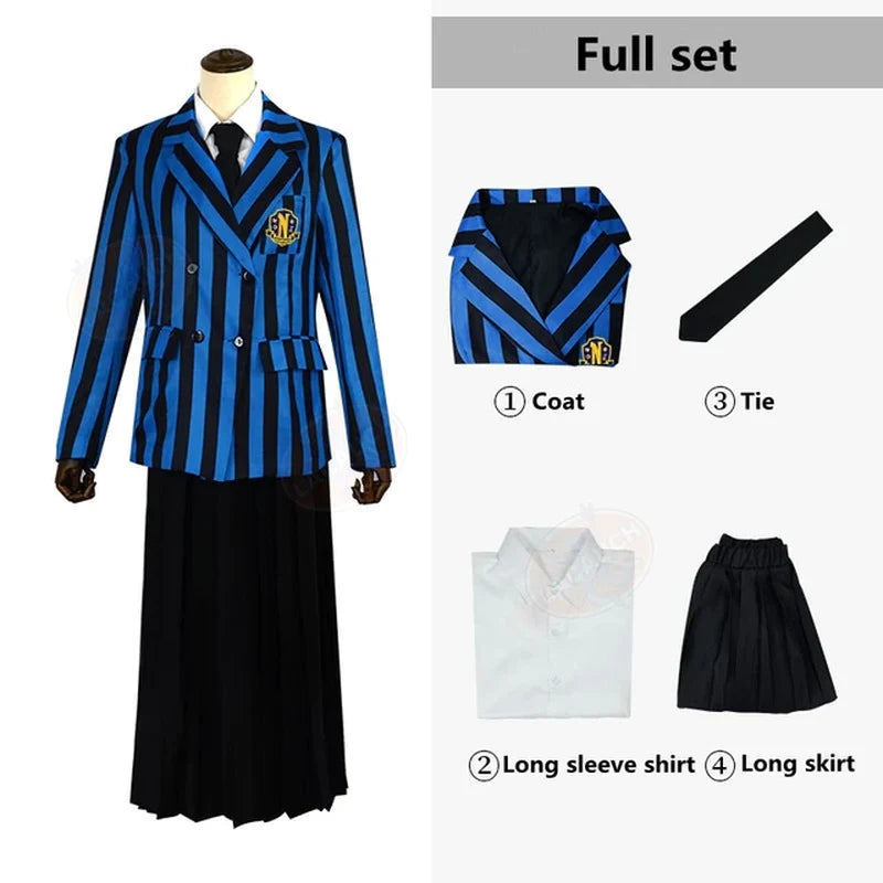 Wednesday Addams Nevermore Academy Cosplay Costume Set for Students - Unisex School Uniform Outfit