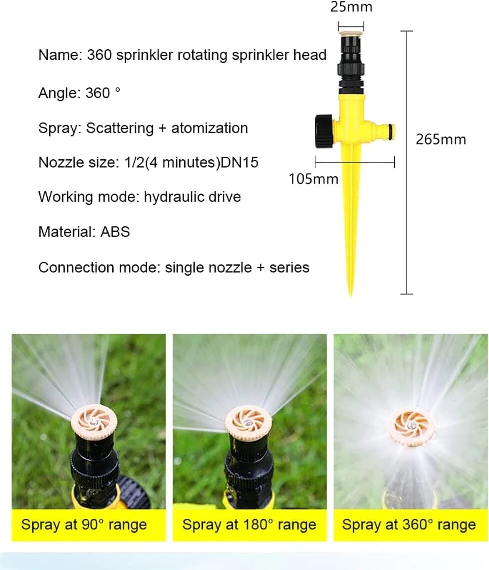 360° Rotating Automatic Irrigation System for Garden and Lawn - Water-Saving Sprinkler for Patios - Made in the USA