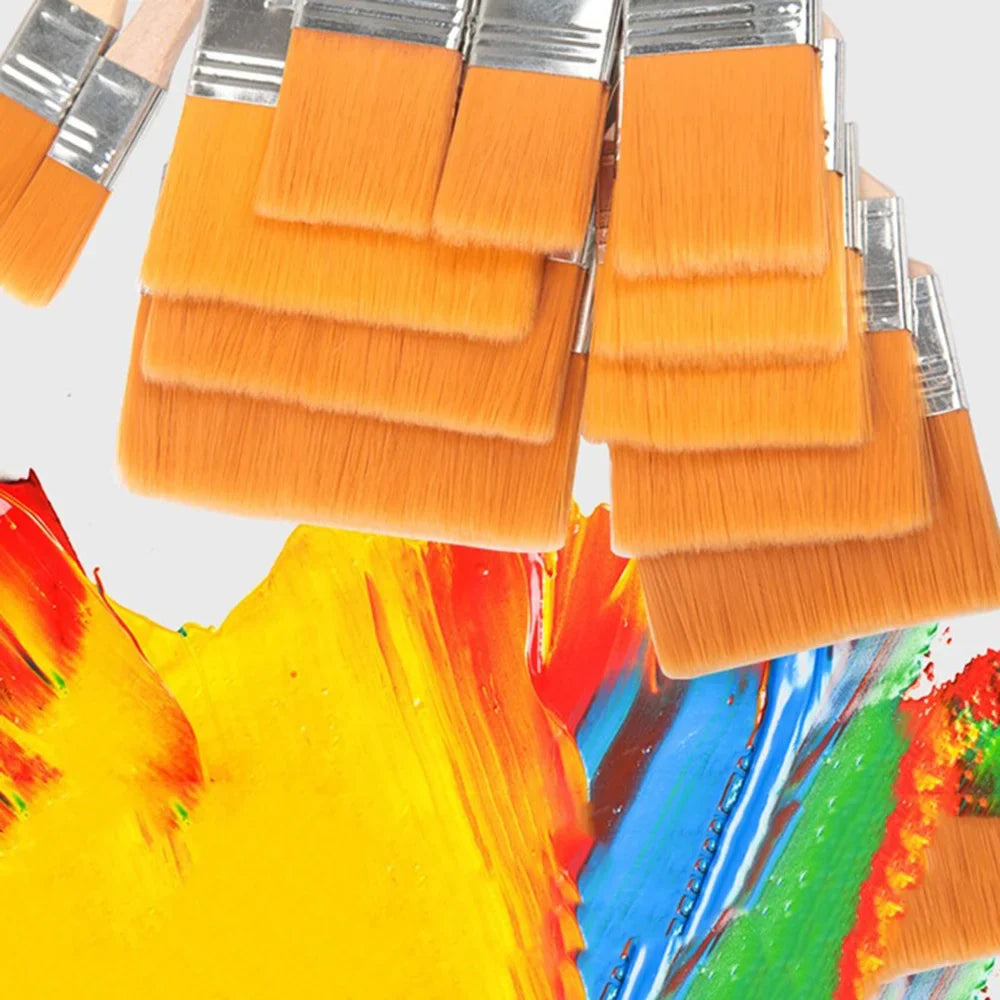 Assorted Size Nylon Flat Art Paint Brushes Set