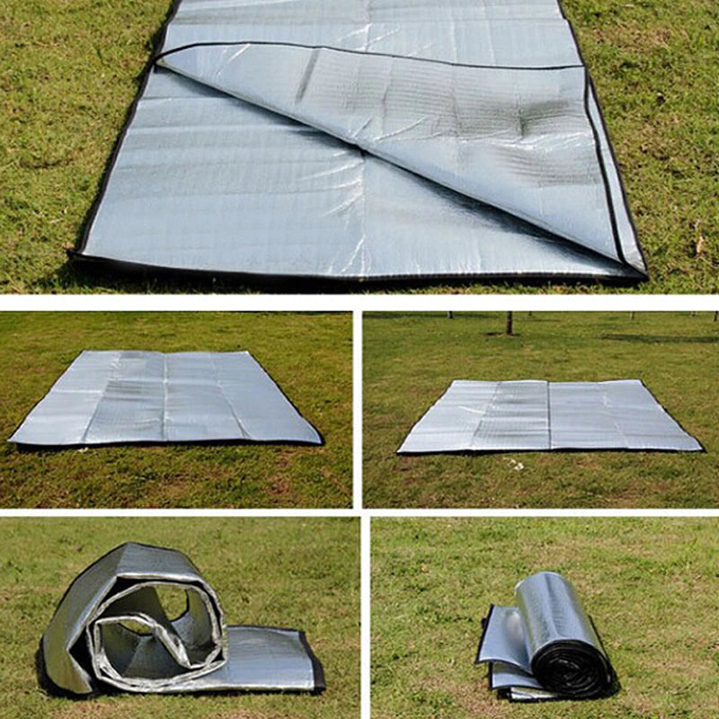Ultralight Waterproof Camping Mat and Picnic Blanket - Beach Mattress and Sleeping Pad with Aluminum Foil and EVA Foam for Outdoor Tent Footprint