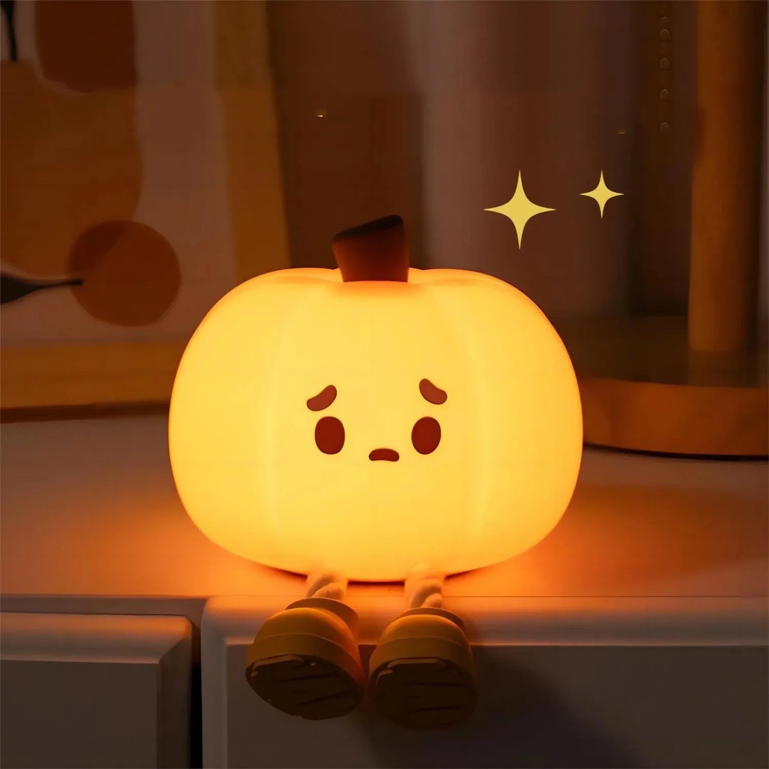 Halloween Pumpkin Night Light - Soft Silicone Touch Dimmable Rechargeable Lamp for Kids' Bedroom Decor and Holiday Decorations