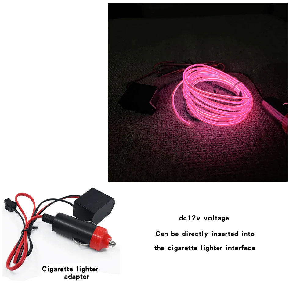 Neon LED EL Wire String Light with Controller for Decorative Use in Cars and Events