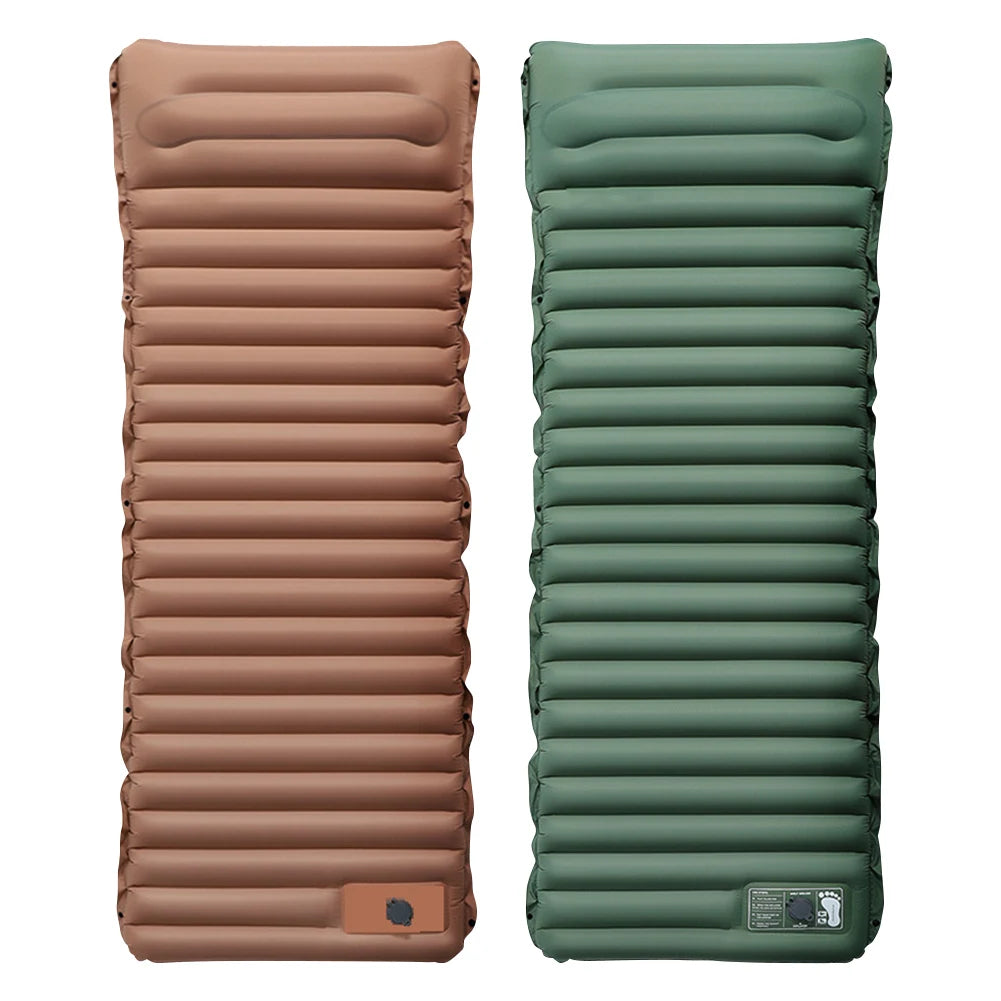 10cm Self-Inflating Ultralight Camping Sleeping Mat with Foot Pump and Pillow - Waterproof Air Mattress for Outdoor Use