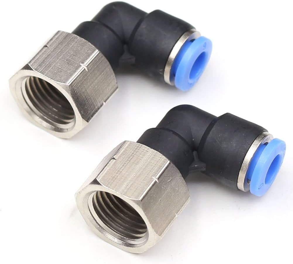 3/8" Elbow Male Push-to-Connect Air Fittings - 90 Degree Pneumatic Connectors for 1/4" Tubing OD and 3/8" NPT Thread, Pack of 5