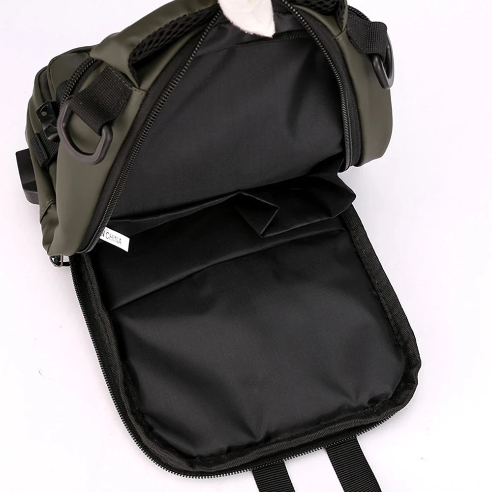 Men's Waterproof Nylon Crossbody Bag with USB Charging Port - Multifunctional Outdoor Travel Daypack and Casual Messenger Chest Bag