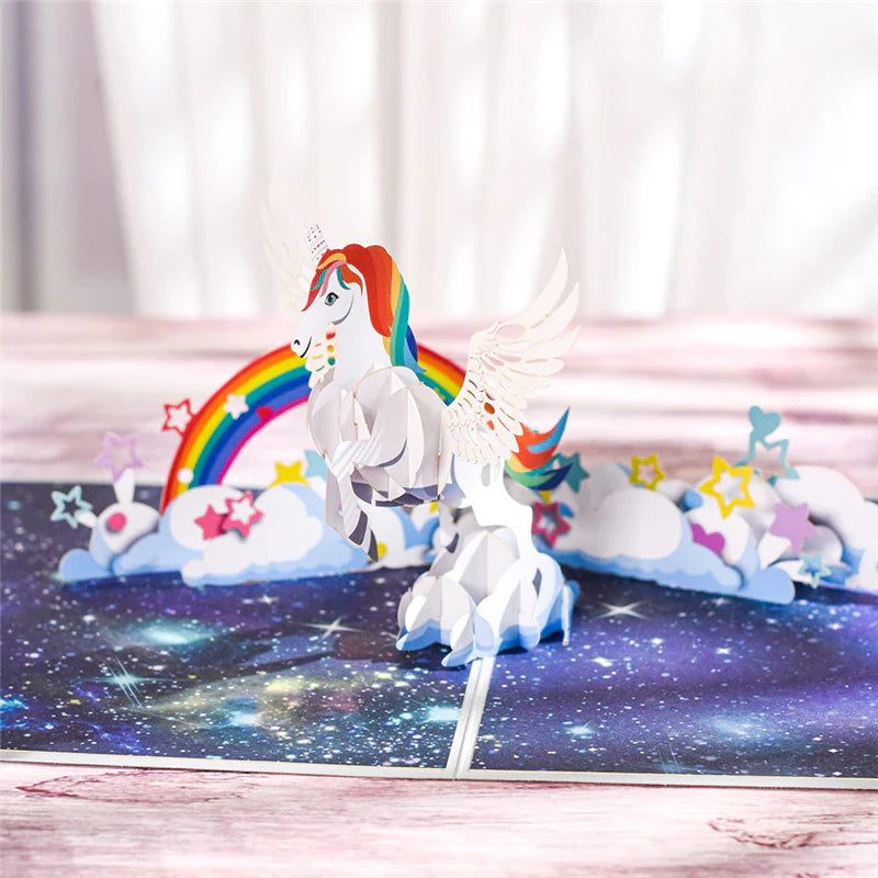 3D Pop-Up Butterfly Unicorn Birthday Card for Children - Adorable Animal Greeting Card for Baby Showers and Special Occasions